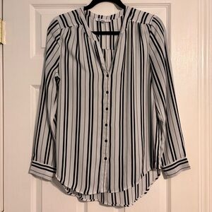 DR2 Black and White Striped Button Down Shirt